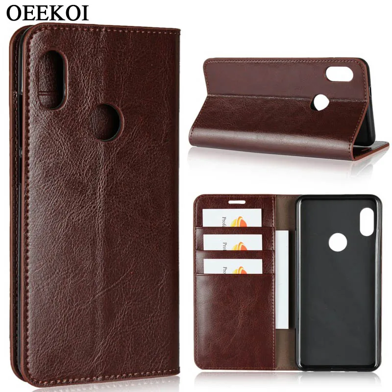 

OEEKOI Crazy Horse Genuine Leather Wallet Flip Case for Xiaomi Redmi Note 7/Note 6/6 Pro/S2/6A/6/Note 5/Note 4X/5 Plus