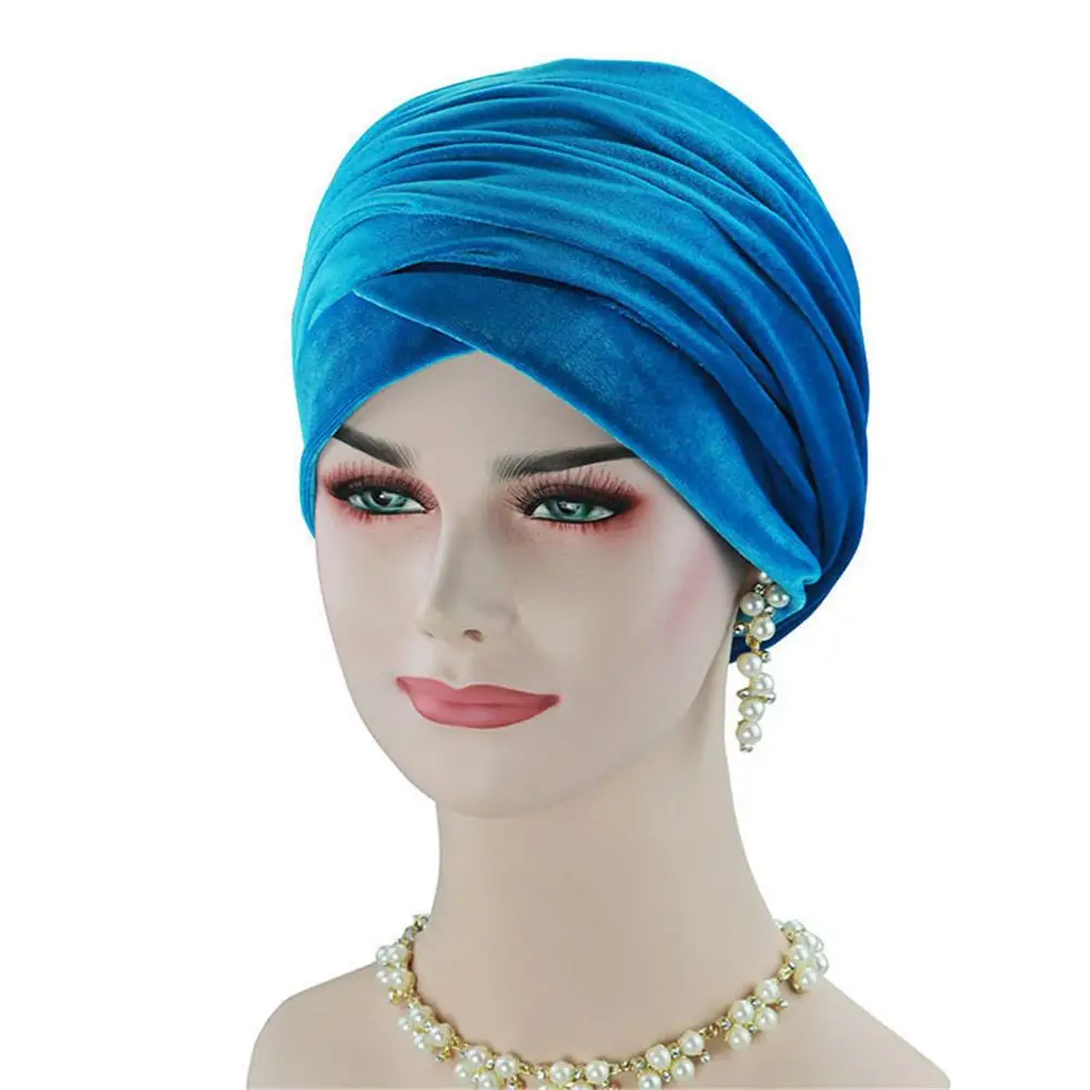 Модная зимняя в стиле бини шапка, женские шапки модные шапочки для выпадения волос головной убор шарф раковая Кепка chemo gorros Mujer invierno - Цвет: Light blue