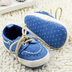 2017 для маленьких мальчиков девушка синий Спортивная обувь мягкая подошва Обувь для младенцев Размеры новорожденных до 18 месяцев