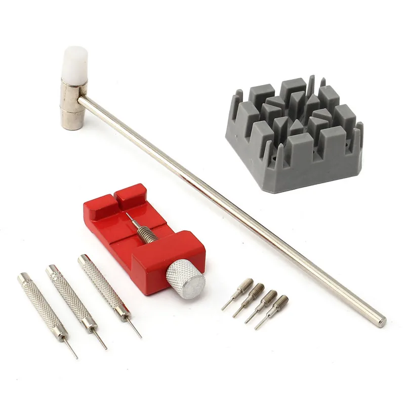 

The Best Quality 10PCs WatchBand Strap Holder Link Pin Remover Hammer Pins Punch Repair Tool Set For Watchmaker