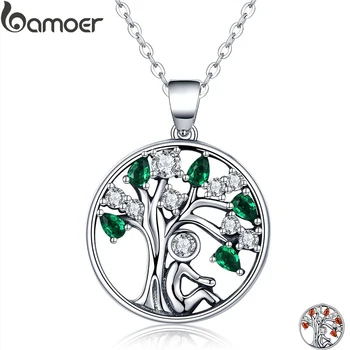 

Popular 925 Sterling Silver Rely Tree of Life Pendant Necklaces Clear Green CZ Women Fashion Jewelry Brincos Gift SCN094