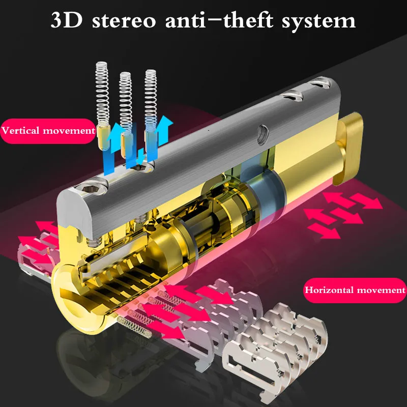 Дверной цилиндрический замок 65 70 75 80 90 100 105 110 115 мм цилиндр цветной ключ Противоугонная Входная латунная ручка безопасности дверной замок