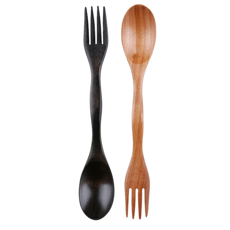 

Quality Wooden Spoon Forks Set Natural Wood Cutlery Coffee Tea Spoons Salad Fruit Fork
