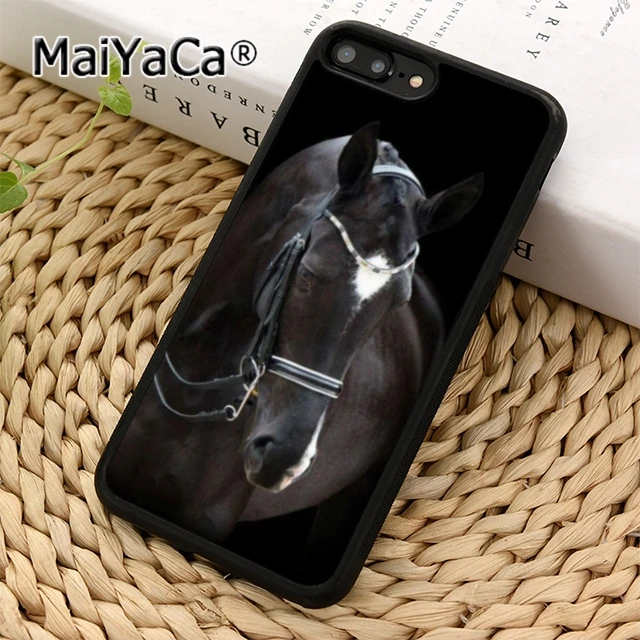 Красивый черный чехол MaiYaCa для телефона с изображением выездной лошади iPhone 5 6 s 7 8