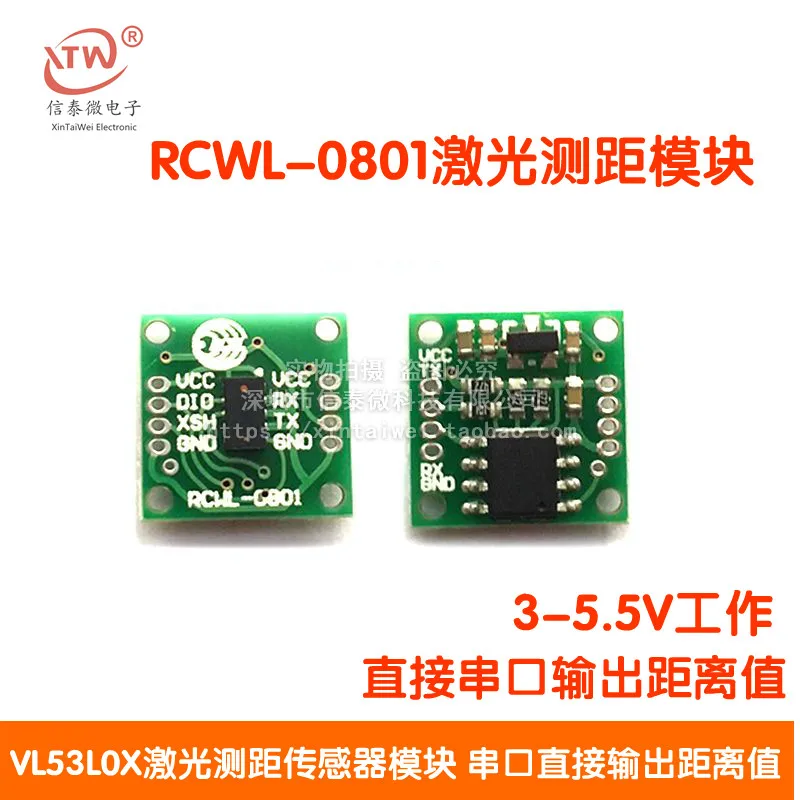 

RCWL-0801 ToF Range VL53L0X Laser Range Finder Module Serial Port Can Output Distance