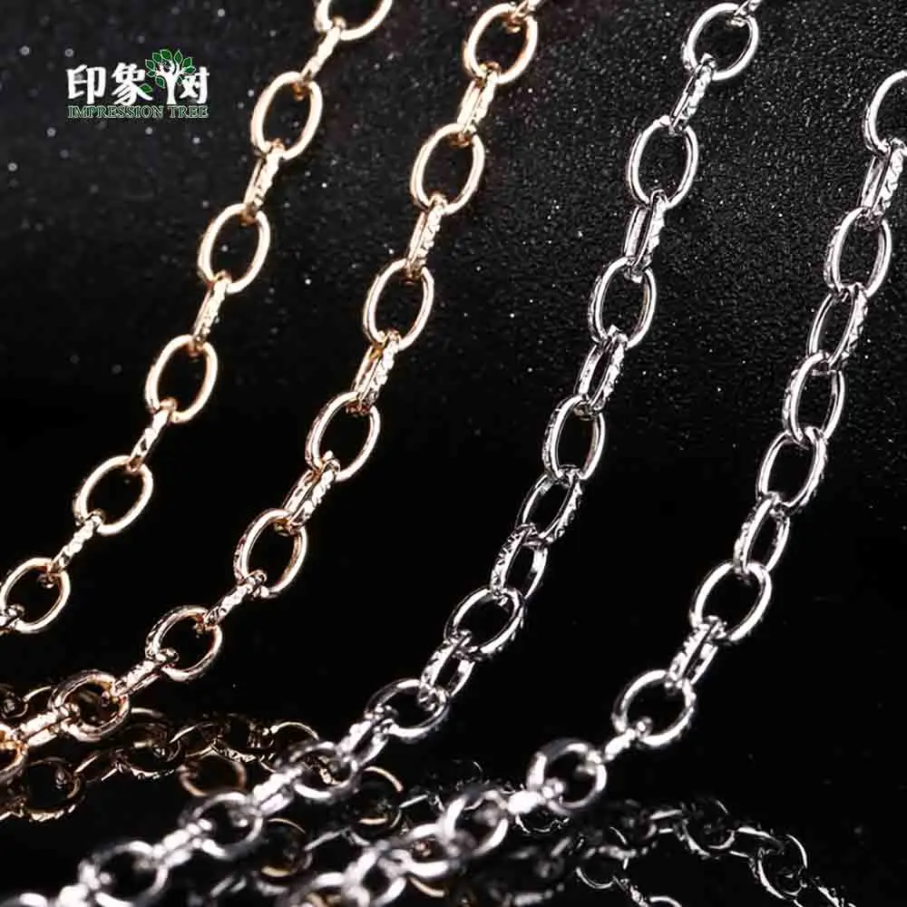 

3Meters Gold/Rhodium Flat Metal Bulk Chain Fillagree Oval Rings Size 8mmx4mm Chain Jewelry Making DIY Material Findings 1138