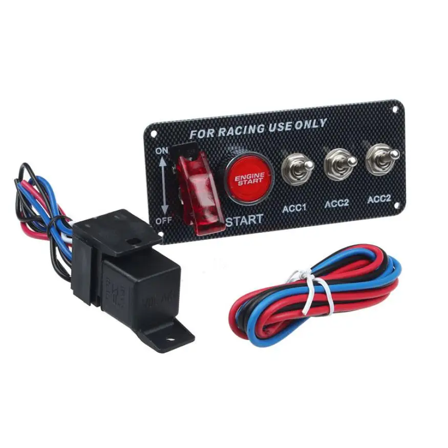 

Switches Car Accessory 12V LED Toggle Ignition Switch Panel Engine Start Push Button For Racing Car dropshipping jul3