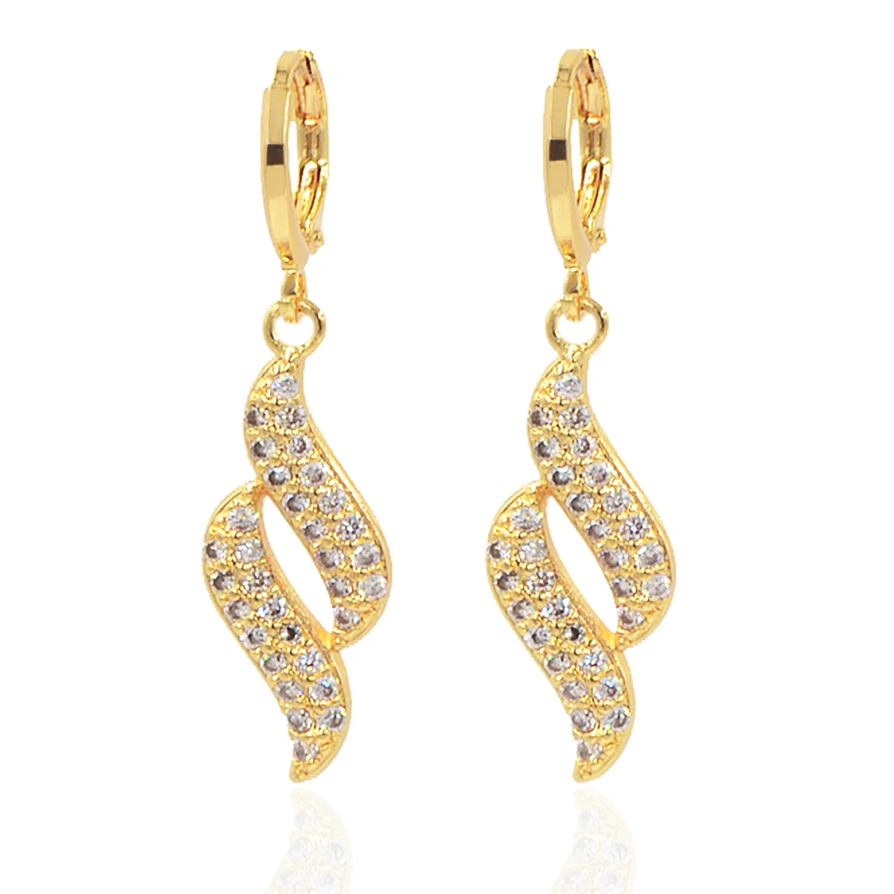 Buy Women Elegant CZ Drop Earrings Gold Color Dangle Earrings Jewelry Gifts