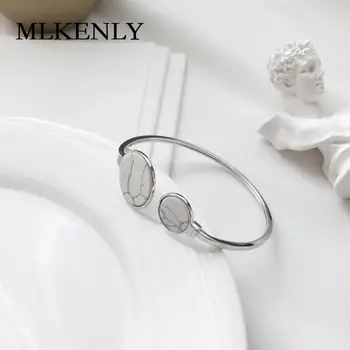 

MLKENLY 925 Sterling Silver Jewelry Silver White pine bracelet Round Fashion bracelet for Women Popular beauty