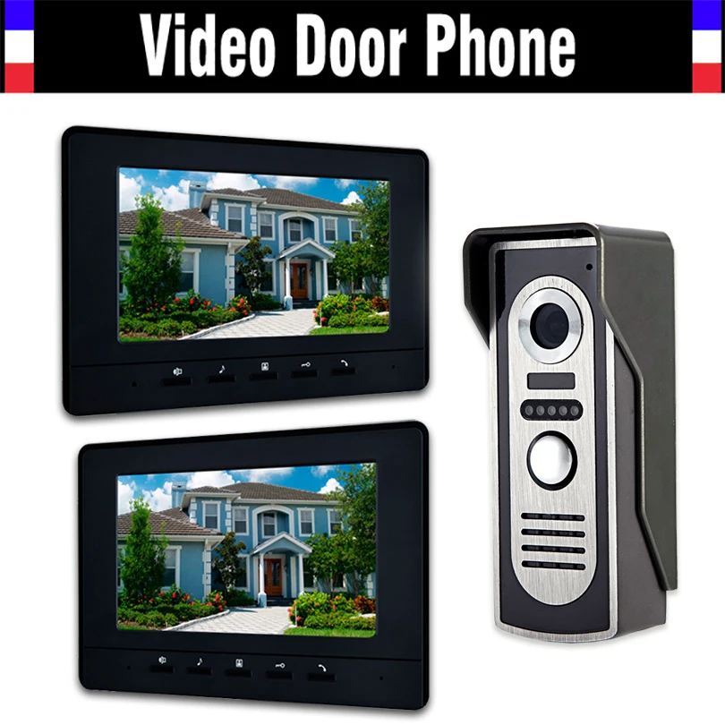 2027Day Delivery 7" LCD 2pcs Monitor Video Door Phone