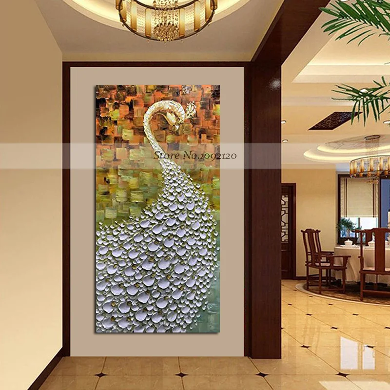 

Best Selling Handmade Items Wall Art Modern Paintings With A Knife Peacock Oil Painting On Canvas Decoration Of Houses Interior