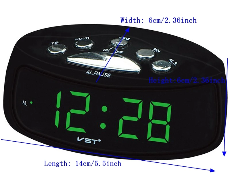 Цифровые часы с большими цифрами 0,9 дюйма, большой дисплей, часы с европейской вилкой, будильник с питанием от переменного тока, электронные настольные цифровые настольные часы - Цвет: Green
