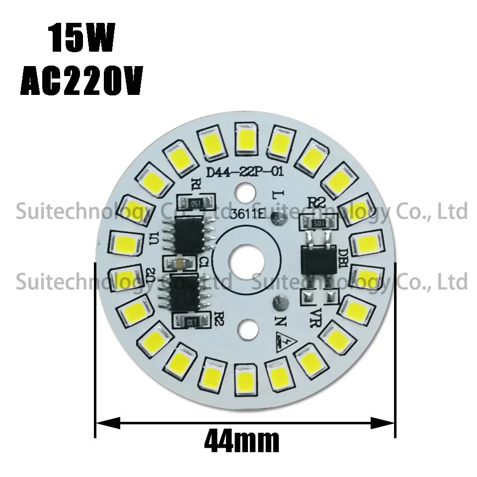 DIY светодиодный ламповый светильник SMD2835 15 Вт, чип ac220в, вход, интегрированный IC драйвер, светодиодный светильник, источник для светодиодный лампы, светильник, Чистый теплый белый