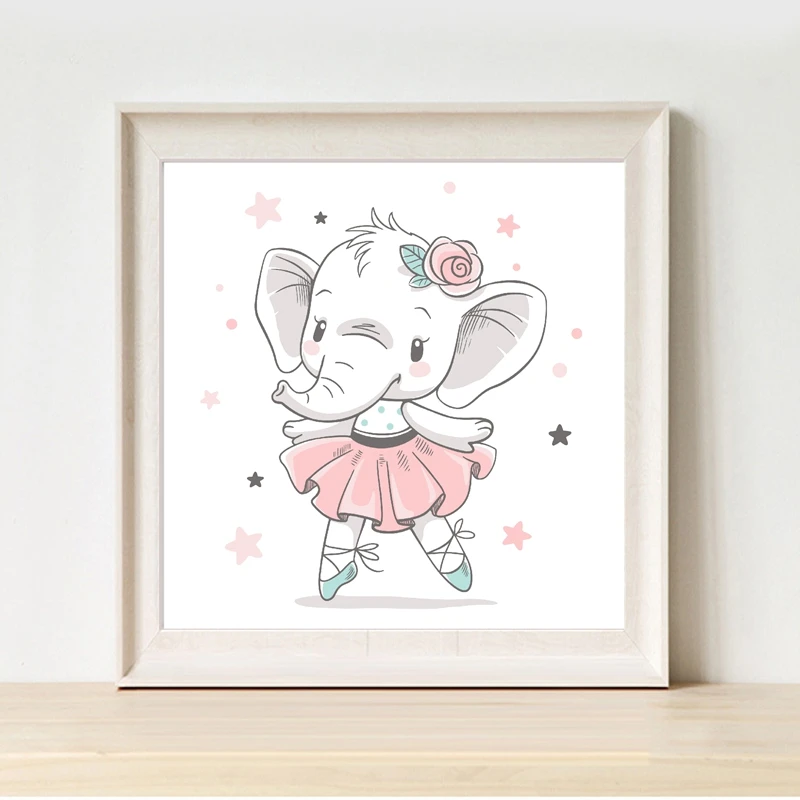 Cute  Dancing Elephant Poster Kids Room Decor