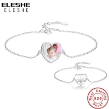 ELESHE Mooie Roze Emaille Sweet Heart Charm Armband voor Vrouwen 925 Sterling Zilveren Armband Custom Foto Gepersonaliseerde Sieraden(China)