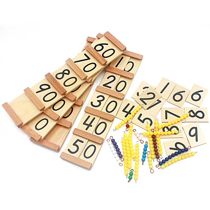 Simple Version Montessori Wood Seguin Teens and Tens Boards Color Beads Bar Toys For Children Early Childhood Preschool Training 3