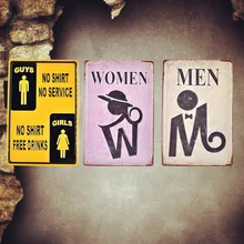 Мужские и женские винтажные тисненые металлические жестяные знаки для бара, паба, кафе, декоративные тарелки, наклейки на стену для туалета, железная живопись, домашний декор AT019