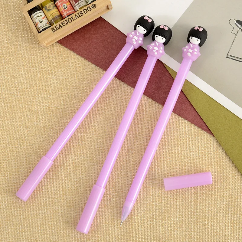 48 Pçs e set Estilo Japonês Presente Pen Papelaria Criativa Bonito Geléia Kimono Menina Neutro Caneta Assinatura Preto Suprimentos Caneta Estudante 8 Cheap Canetas de gel