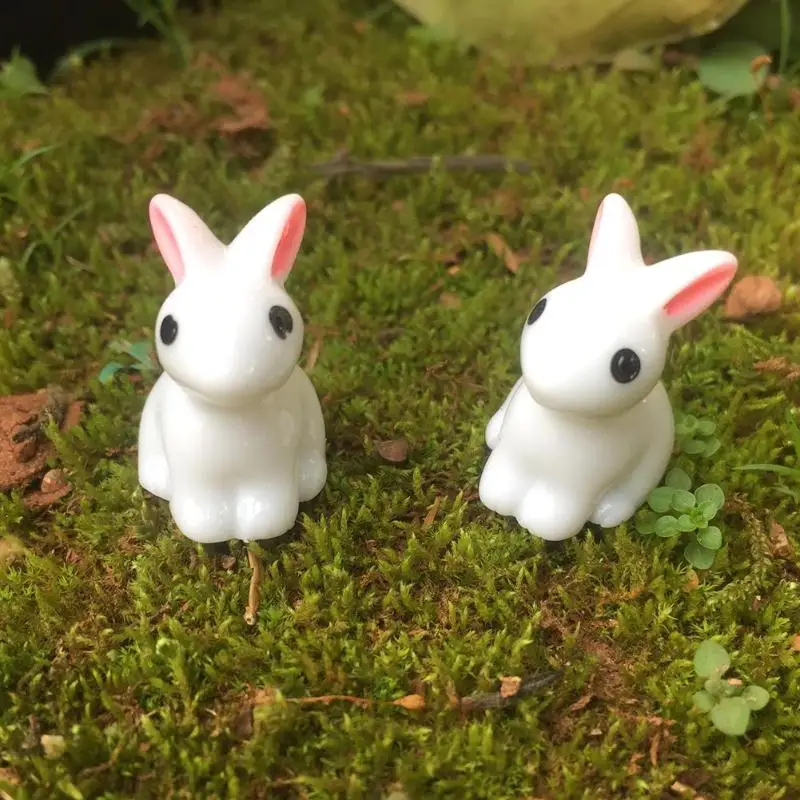 

Mini Rabbit Garden Ornament Miniature Figurine Plant Pot Fairy Cute Synthetic Resin Hand-painted Mini Rabbit Decoration