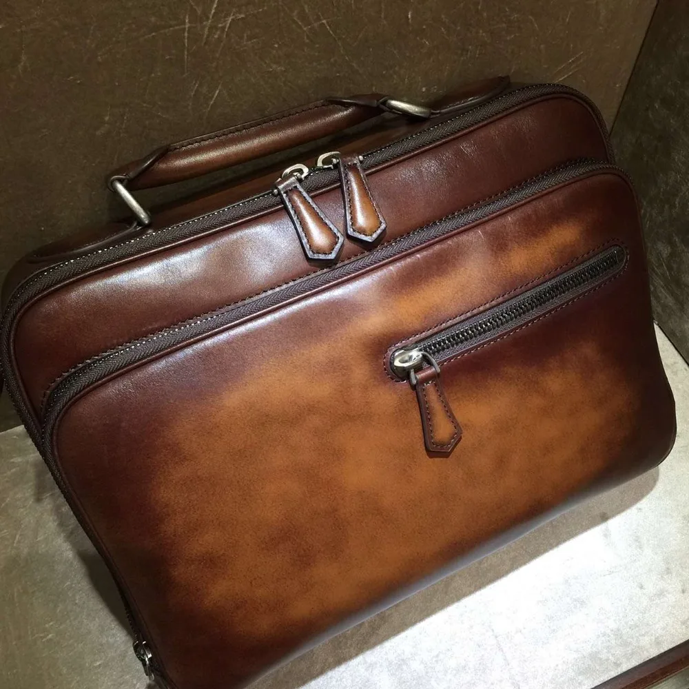 Mens Italian Leather Shoulder Bags IUCN Water