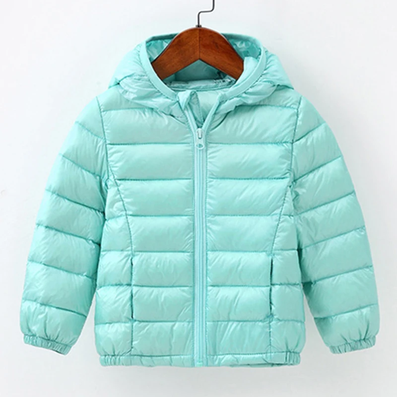 Children Green Jacket Outerwe Boy and Girl Autumn Warm Down Hooded Co ...