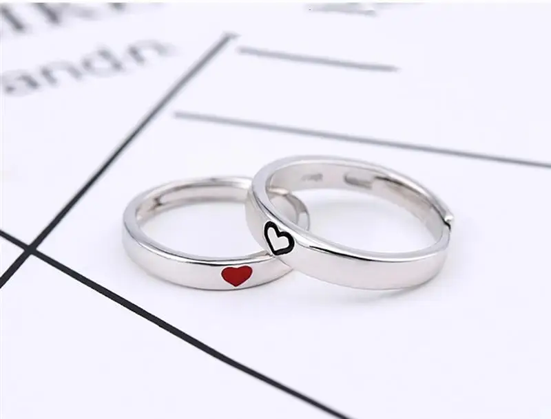 1 пара колец в форме сердца, японское и корейское простое кольцо в форме сердца для пары, креативный подарок на день Святого Валентина