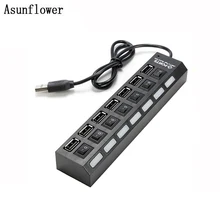 Usb-хаб 2,0 4/7 портов usb-хаб разветвитель с переключателем вкл/выкл или ЕС/США адаптер питания для MacBook ПК ноутбука USB мультиразветвитель концентратор