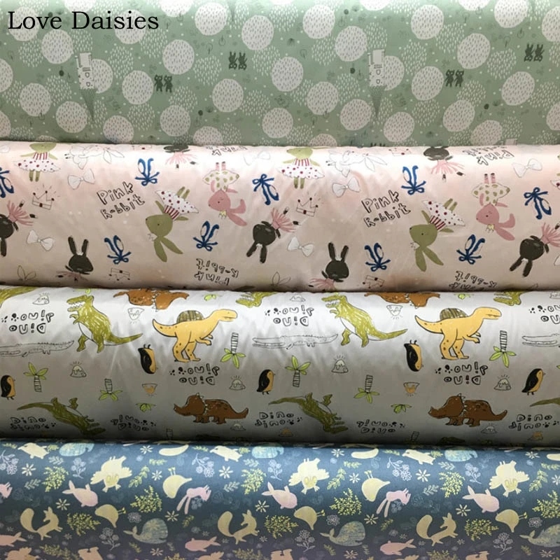 Хлопок саржа милый мультфильм розовый кролик принцесса динозавр животные сова ткань для DIY Дети Постельные принадлежности Простыня одежда Декор платья