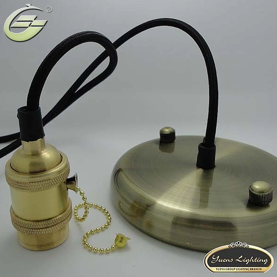 E26/E27 бронзовый винтажный подвесной светильник держатель набор diy аксессуары медный ламповый патрон+ провод+ основа