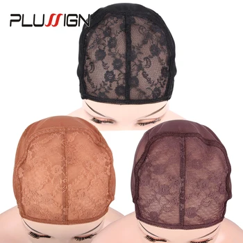 Plussign New Wig Cap Hair Net Wig Making Materials Adjudtable Cap For Wig Black Brown Blonde Double Lace Net Cap Xl/L/M/S 4 Size