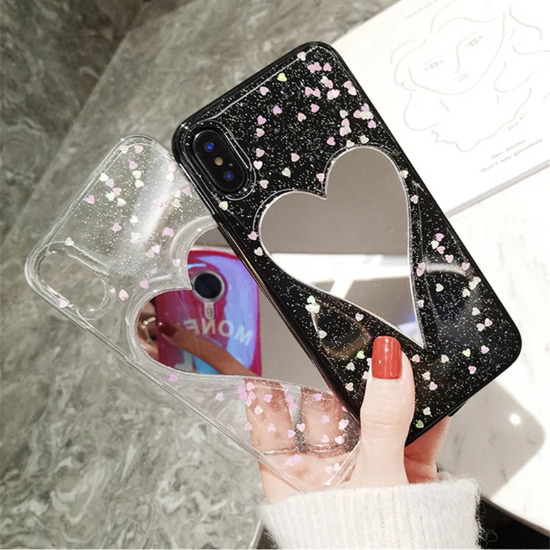 

Colorful Glitter Plating soft TPU Phone Cases For iphone X 6 S Back Love Mirror Case For iphone 6 6s 7 7 plus 8 Plus Cover coque