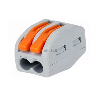 

50pcs/lot 222-412 (PCT212)Universal Compact Wire Wiring Connector 2 pin Conductor Terminal Block With Lever 0.08-2.5mm2