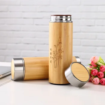 

Creative Bamboo Thermos Bottle Stainless Steel mug Vacuum Flask Thermos Bottle For Water Coffee Thermos Vacuum Bottles
