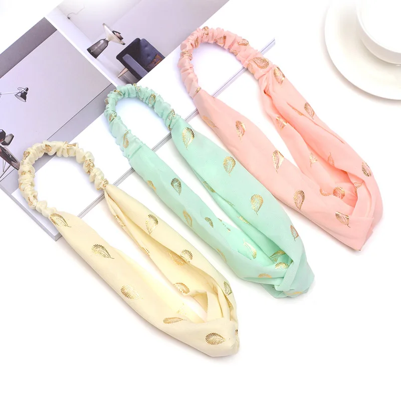 

Fashion Gold Stamping Headbands for Women Summer Headband Turban Cross Elastic Hairband Women Hair Accessories Girls Hair Band