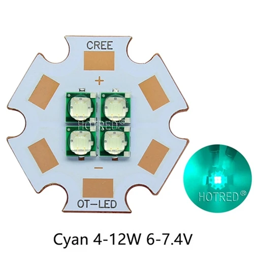 10 Вт-12 Вт 3V6V12V Epi светодиодный s 3535 голубой цвет 495-500nm 4 чипа 4 светодиодный s многочиповый высокомощный светодиодный Диод с 20 мм медной печатной платой - Испускаемый цвет: 4-12W Cyan 6-7.4V