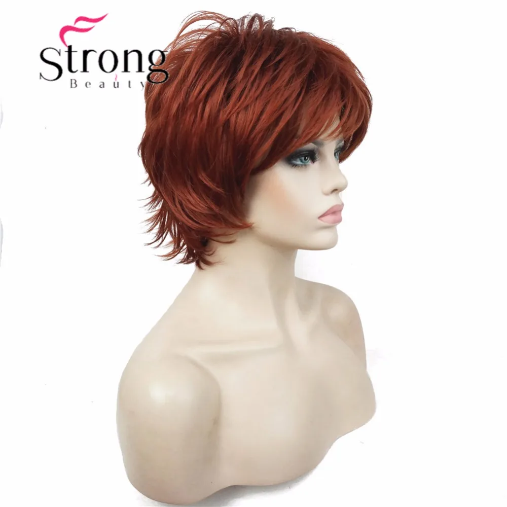 StrongBeauty короткий слоистый лохматый медный красный полный синтетический парик женские парики выбор цвета