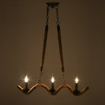 

North European style Village rope Vintage pendant light 3 head Restaurant Bar Cafe