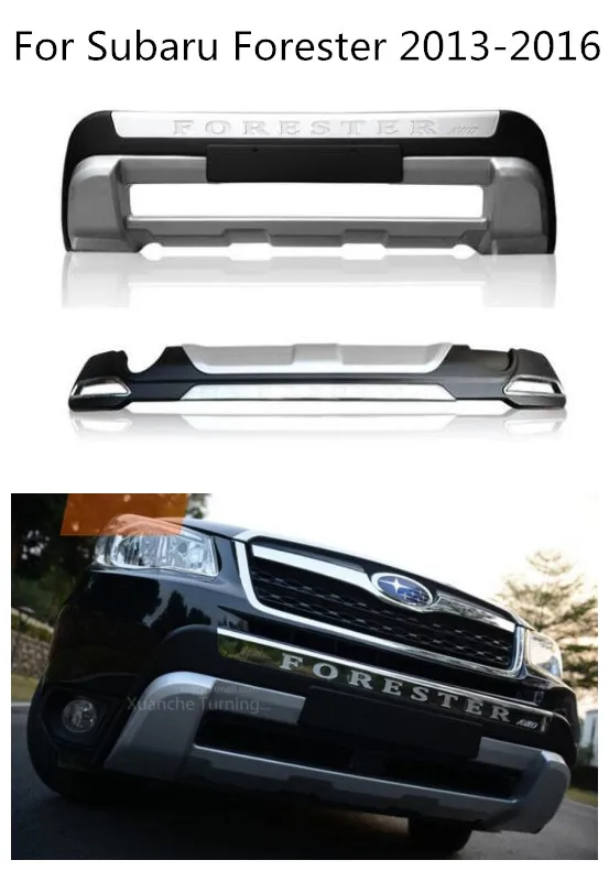 

ABS Chrome Front+Rear Car Bumper Protector Guard Skid Plate Fit For Subaru Forester 2013 2014 2015 2016 BY EMS