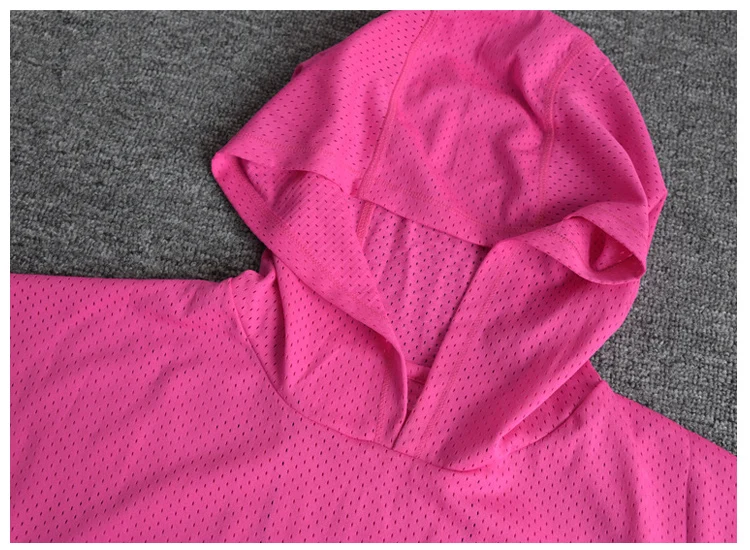 Фитнес дышащая женская спортивная одежда с капюшоном Беговая футболка спортивный костюм Топ быстросохнущая рубашка Для Бега Спортзала одежда спортивная рубашка