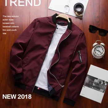 

trench coat men 2019 mens coats Spring and Autumn Thin wind breaker Casual Men's Baseball Wear Men's Leather Youth Black