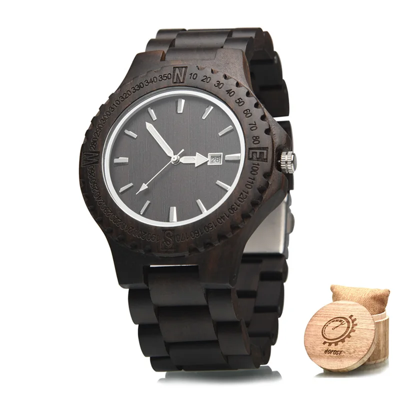 Hofost Wooden Watch For Men Kaanapali Collection Analog Large Face Wood Bamboo Gift Box | Наручные часы