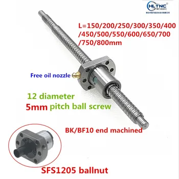 

SFS1205 150 200 250 300 350 400 450 500 550 600 650 mm C7 ball screw with 1205 flange single ball nut BK/BF10 end machined