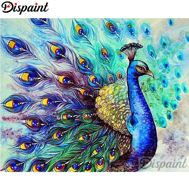 Dispaint Full Square/Round Drill 5D DIY Diamond Painting &quotAnimal peacock&quot 3D Embroidery Cross Stitch Home Decor Gift A10257 | Дом и