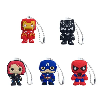 

100pcs PVC Keychain Cartoon Figure Marvel Avenger Key Chains Anime Hulk Batman Key Ring Super Hero Key Holder