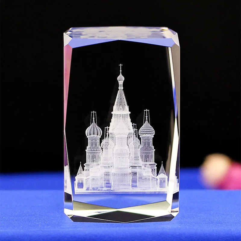 Castle LASER ENGRAVING CRYSTAL Led Lighting With LED Light Base Laser