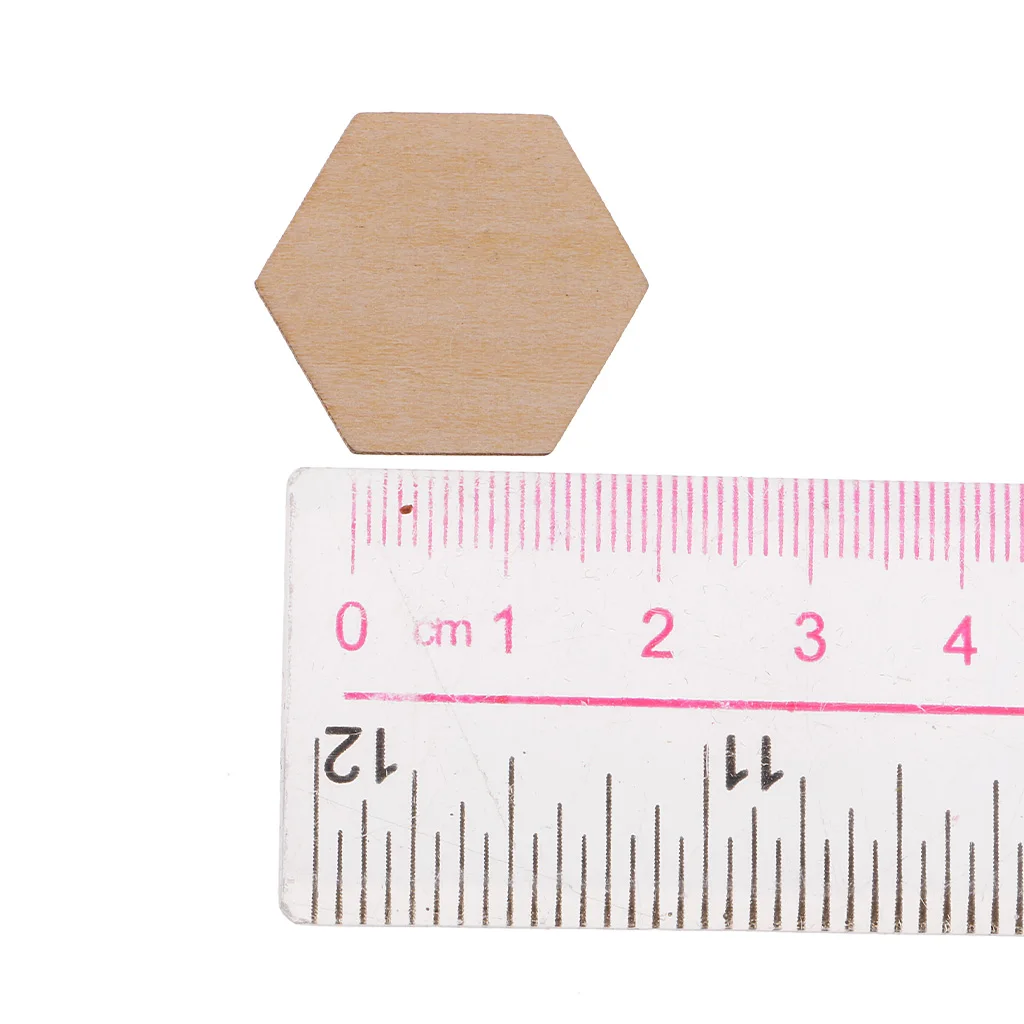 50/100/200pcs Wooden Hexagon Shapes MDF Cutouts Blank Embellishments Craft for DIY Scrapbooking Card Making Decoration Ornaments