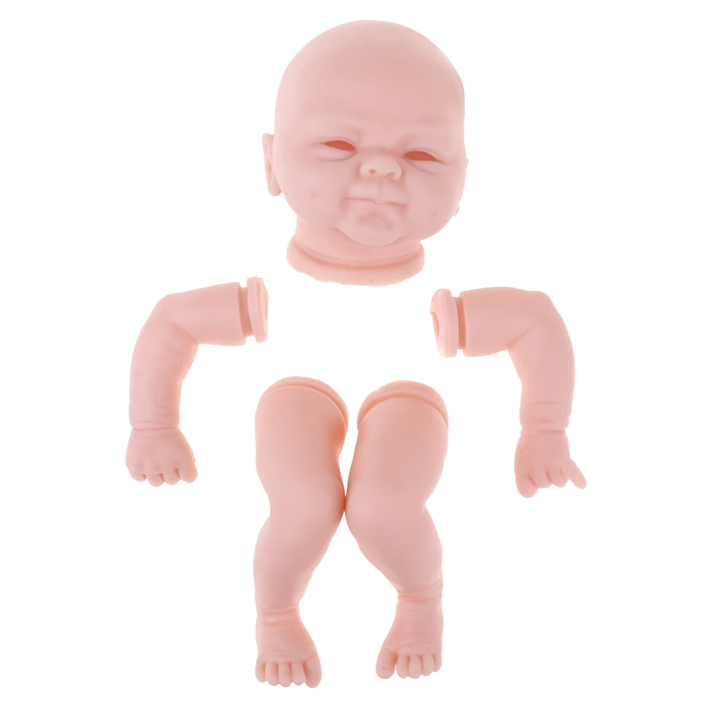 18inch DIY Unpainted Soft Silicone Reborn Kits Newborn Baby Doll with Head, 3/4 Arms and Full Legs gift for your baby