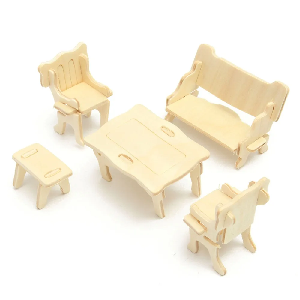 Мини 34 шт./компл. DIY Детский развивающий кукольный домик мебель 3D деревянная