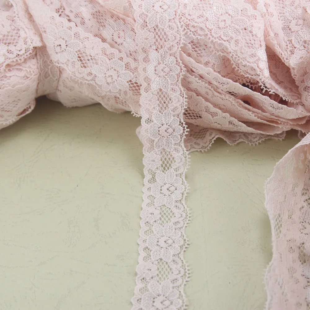 

H103(1) 125 yards 26mm width light pink craft Elastic Stretch Lace trim sewing garment accessories