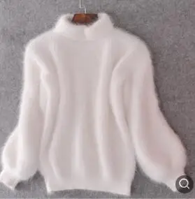 Женский мохер длинный свитер для волос водолазка пуловеры для женщин теплый пуловер Весна-Осень tbsr534 - Цвет: Бежевый